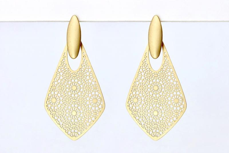 Earrings [Ozel] Wedding Guest Look Vintage Plated Brass Earrings [Ozel