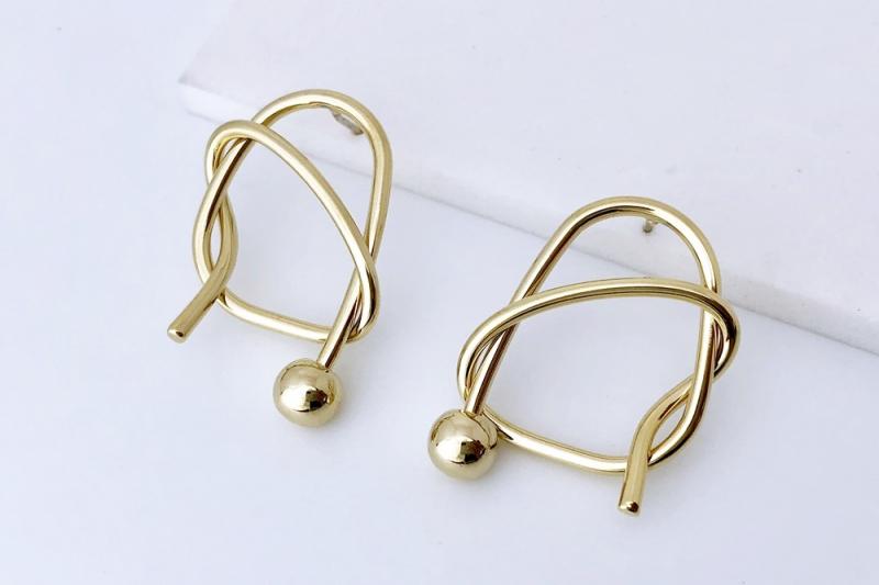 ] Romantic Mood Glossy Brass Earrings [Ozel