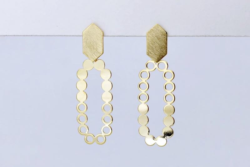 [Ozel] Sophisticated Asymmetrical Curve Brass Earrings
