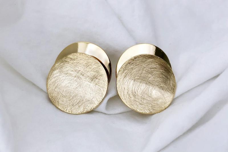 [Ozel] Layered Asymmetrical Curve Glossy Brass Earrings