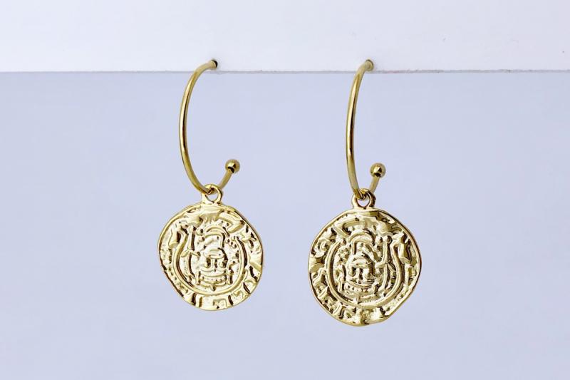 [Ozel] Subtly Charming Glossy Coin Brass Zinc Alloy Earrings