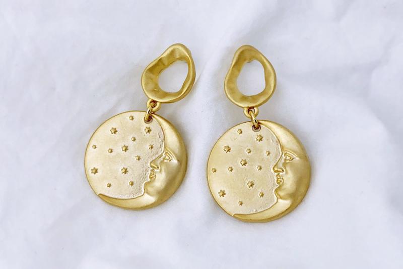 [Ozel] Statement Look Vintage Plated Coin Zinc Alloy Earrings