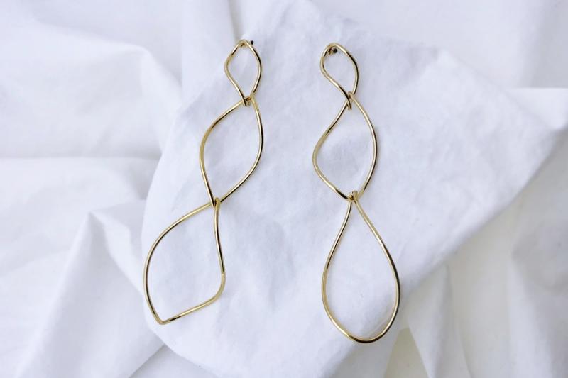 [Ozel] Stylish Glossy Brass Earrings
