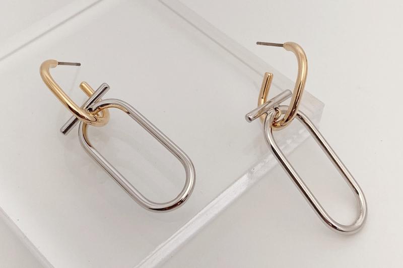 [Ozel] Layered Glossy Brass Earrings