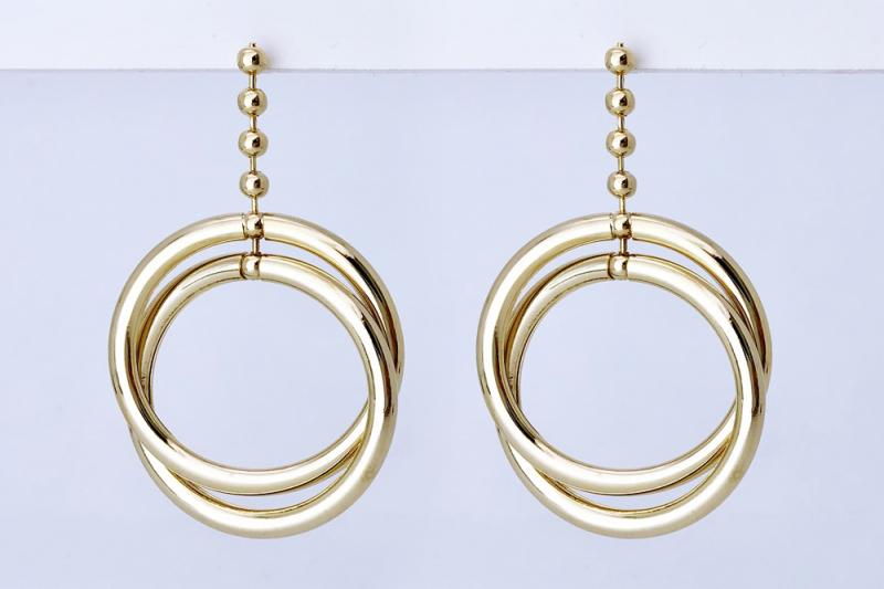 [Ozel] Chic Point Glossy Brass Earrings