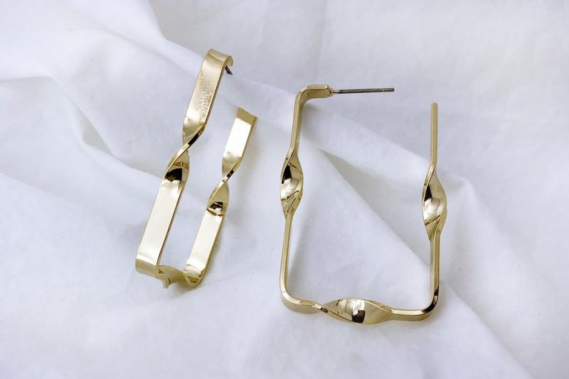 [Ozel] Trendy Glossy Brass Earrings