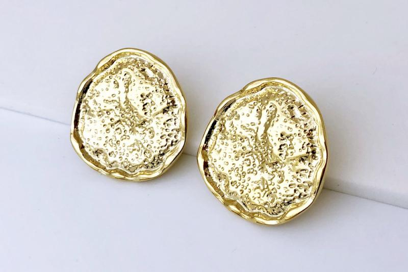 [Ozel] Glossy Brass Earrings for Wedding Guest Look