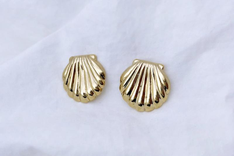 [Ozel] Daily Point Glossy Zinc Alloy Earrings