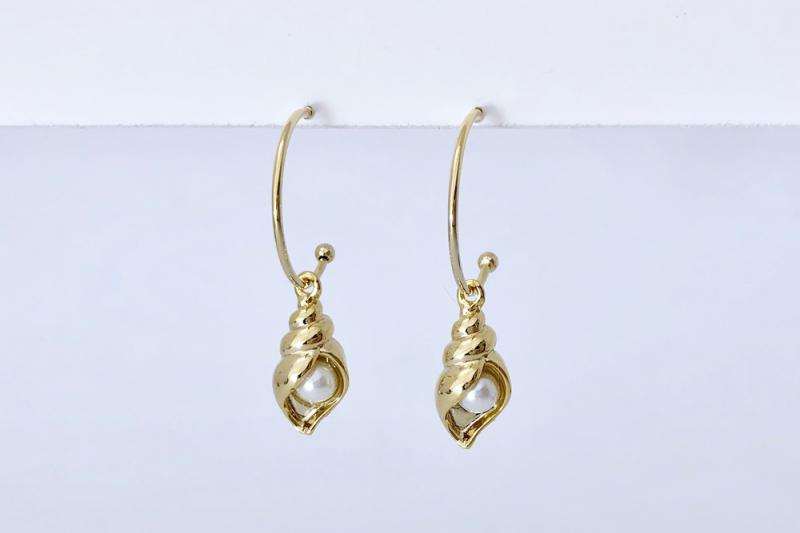 [Ozel] Trendy Wire Brass Pearl Zinc Alloy Earrings