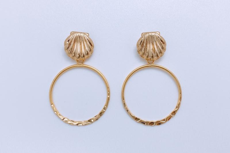 [Ozel] Stylish Glossy Wire Brass Zinc Alloy Earrings
