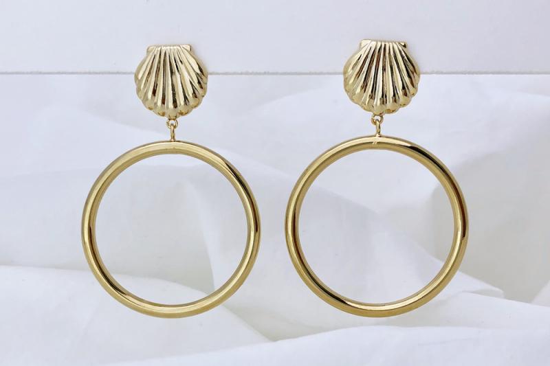 [Ozel] Luxurious Glossy Wire Brass Zinc Alloy Earrings