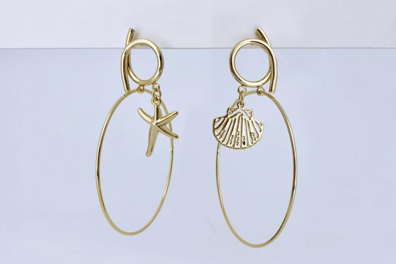 [Ozel] Casual Mood Glossy Brass Zinc Alloy Earrings