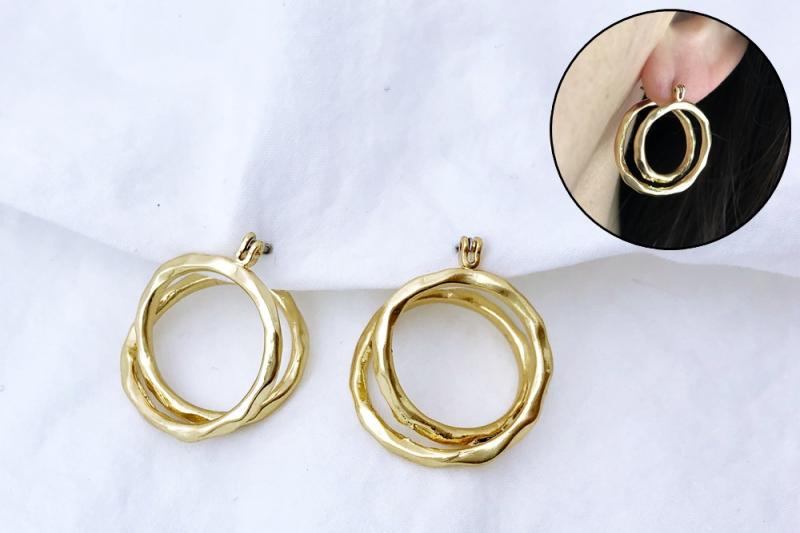 [Ozel] Vintage Vibe Vintage Plated Brass Earrings
