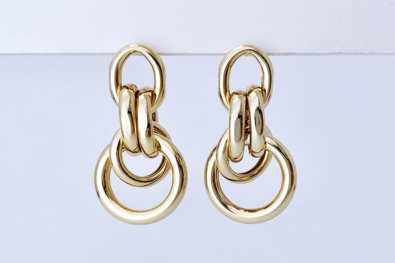 [Ozel] Subtle Charm Glossy Brass Earrings