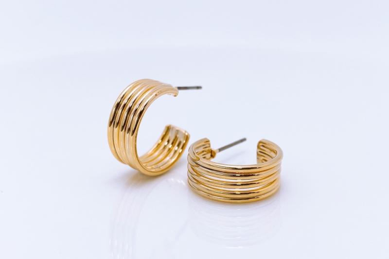 [Ozel] Vintage Vibe Glossy Brass Earrings