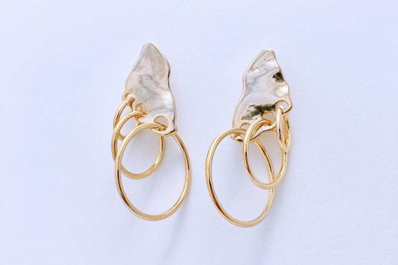 [Ozel] Simple Minimal Glossy Brass Zinc Alloy Earrings