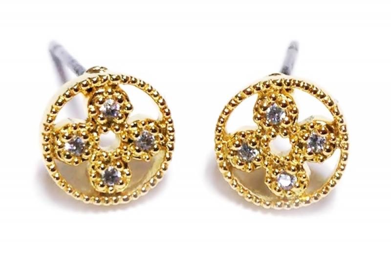 [Ozel] Feminine Glossy Brass Cubic Earrings
