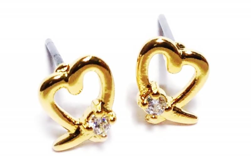 [Ozel] Modern Classic Glossy Brass Cubic Earrings