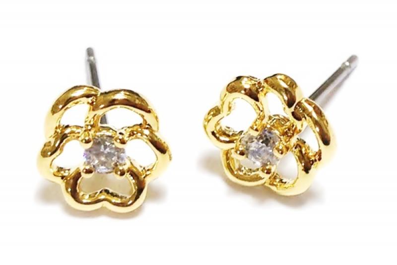 [Ozel] Luxurious Glossy Brass Cubic Earrings