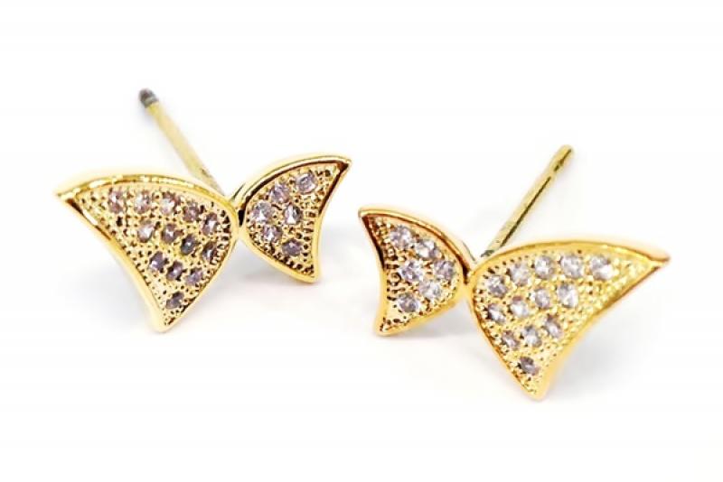 [Ozel] Romantic Mood Glossy Brass Cubic Earrings