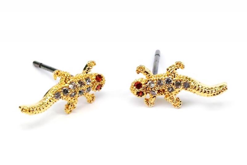 [Ozel] Romantic Mood Glossy Brass Cubic Earrings