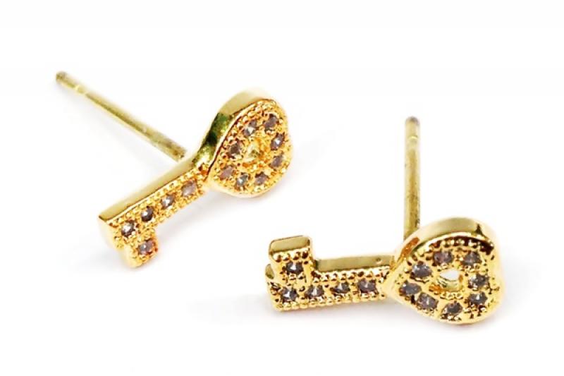 [Ozel] Luxurious Glossy Brass Cubic Earrings