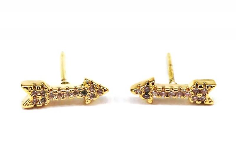 [Ozel] Girlfriend Gift Glossy Brass Cubic Earrings