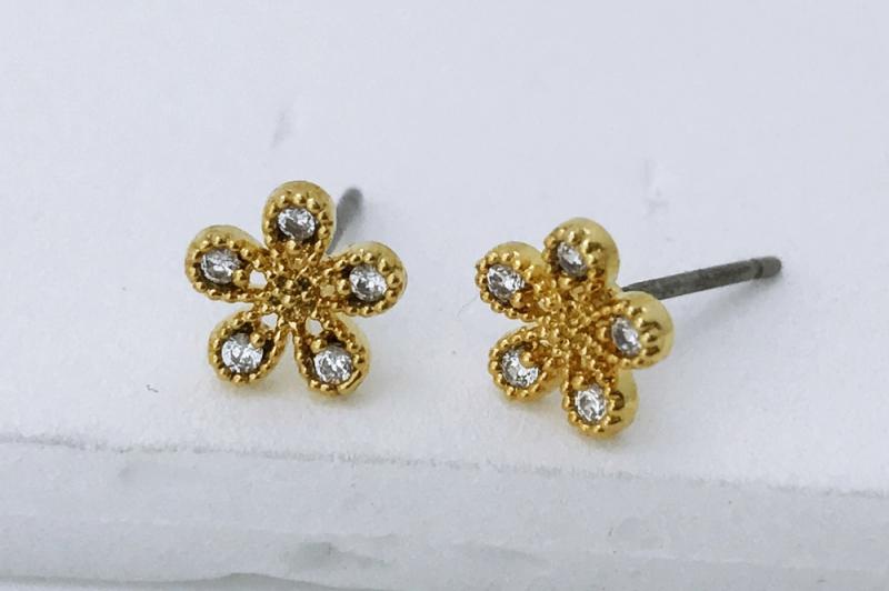 [Ozel] Layered Glossy Brass Cubic Earrings