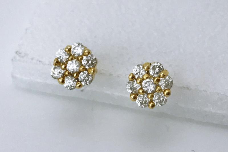 [Ozel] Simple Minimal Glossy Brass Cubic Earrings