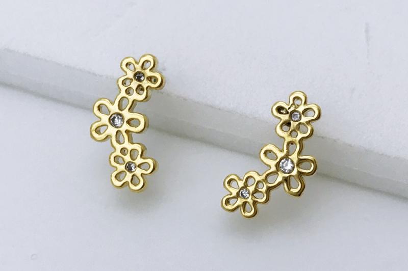 [Ozel] Feminine Glossy Brass Cubic Earrings