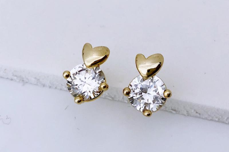 [Ozel] Simple Minimal Glossy Brass Cubic Earrings