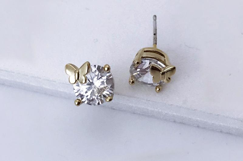 [Ozel] Luxurious Glossy Brass Cubic Earrings