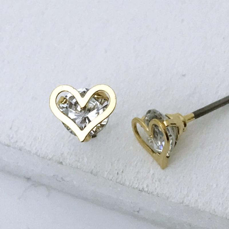 [Ozel] Stylish Glossy Brass Cubic Earrings