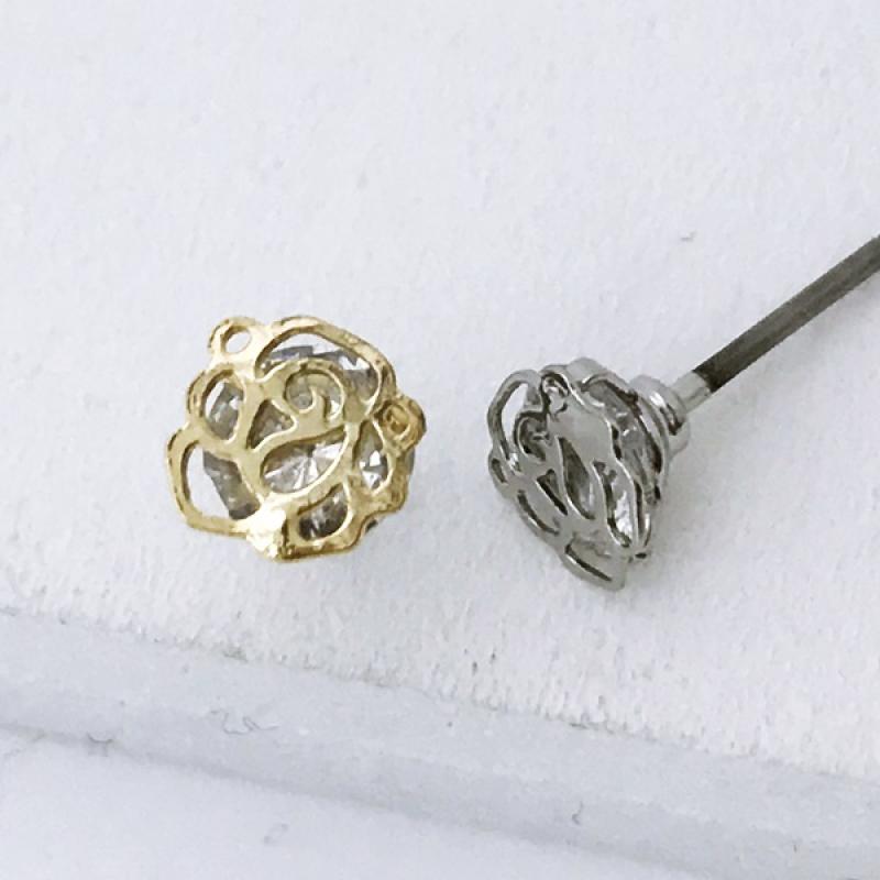 [Ozel] Delicate Fit Glossy Brass Cubic Earrings