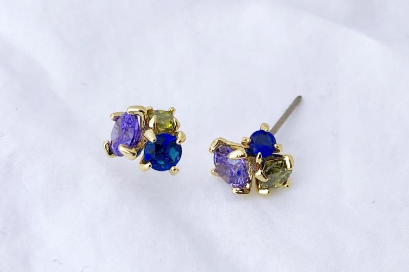 [Ozel] Modern Classic Glossy Brass Cubic Earrings