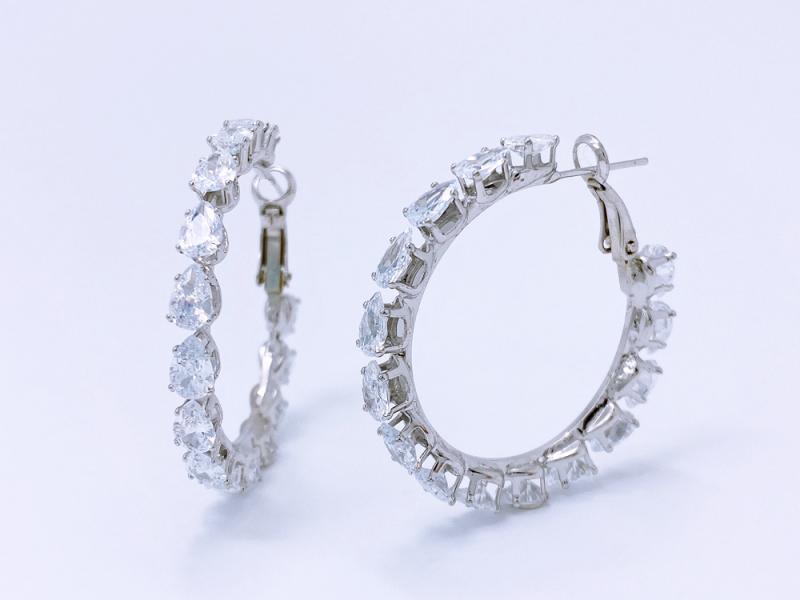 [Ozel] Wedding Guest Look Brass Cubic Earrings
