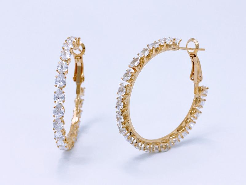 [Ozel] Trendy Brass Cubic Earrings