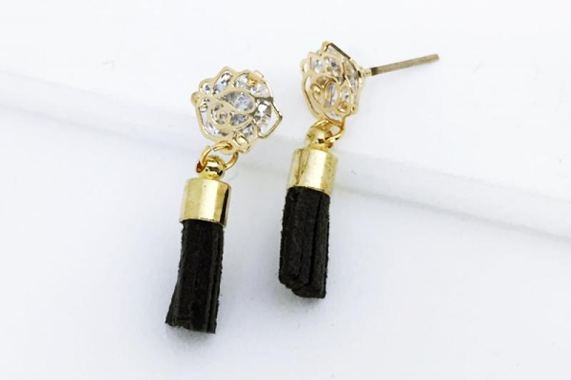 [Ozel] Luxurious Glossy Brass Cubic Earrings