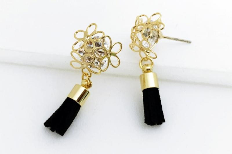[Ozel] Unique Mood Glossy Brass Cubic Earrings