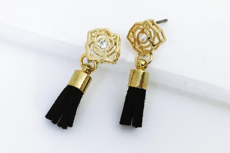 [Ozel] Elegant Glossy Brass Cubic Earrings