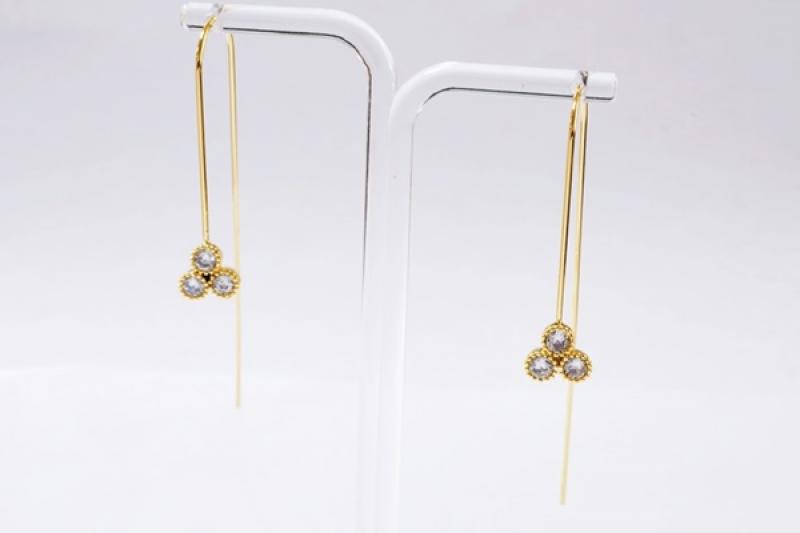 [Ozel] Luxurious Glossy Brass Cubic Earrings