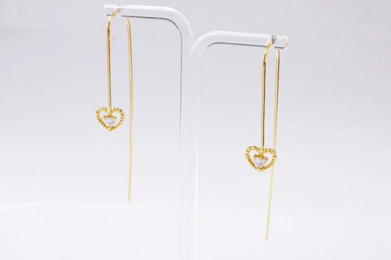[Ozel] Romantic Mood Glossy Brass Cubic Earrings