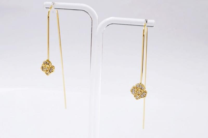[Ozel] Feminine Glossy Brass Cubic Earrings