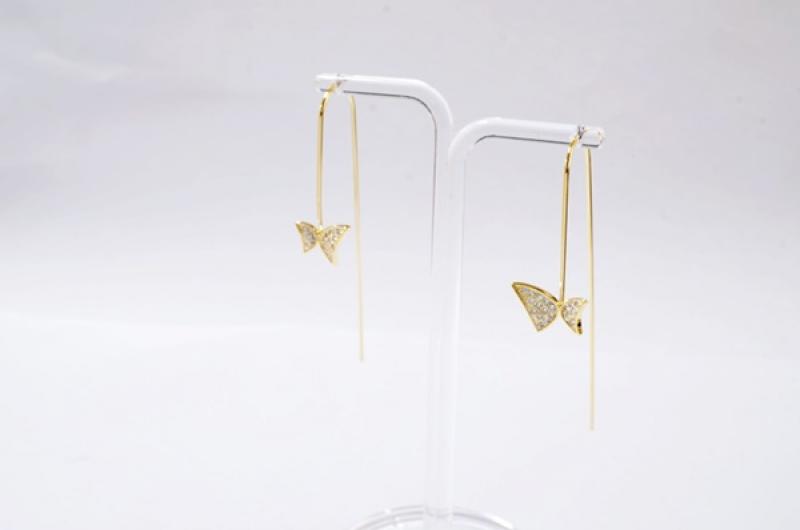 [Ozel] Unique Mood Glossy Brass Cubic Earrings