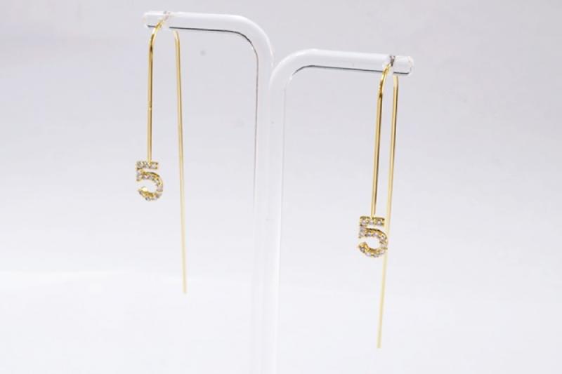 [Ozel] Chic Statement Glossy Brass Cubic Earrings
