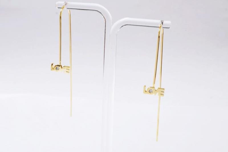 [Ozel] Casual Mood Glossy Brass Cubic Earrings