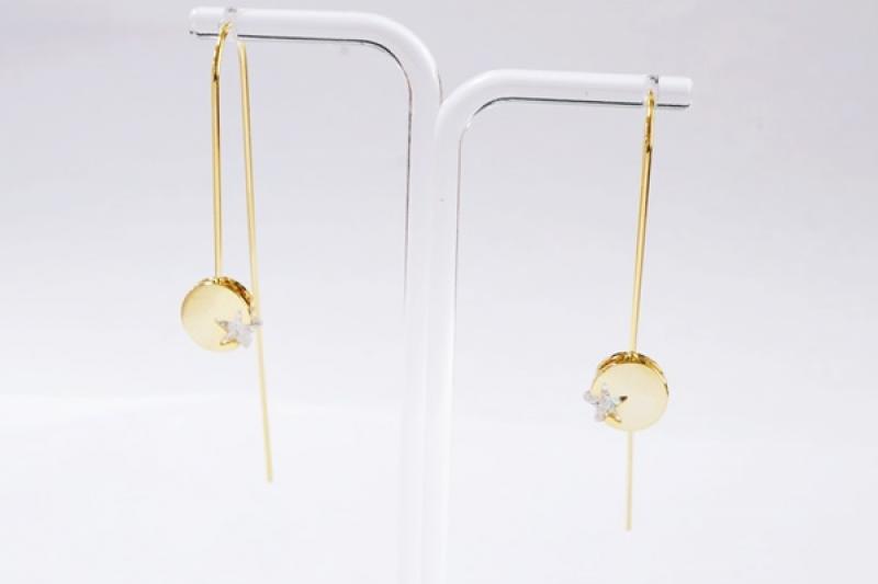 [Ozel] Luxurious Glossy Brass Cubic Earrings