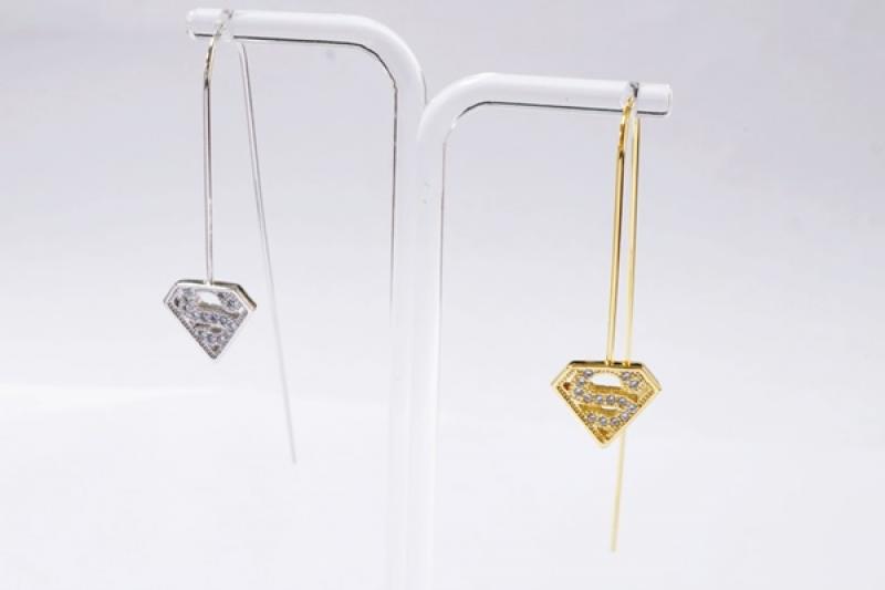 [Ozel] Simple Minimal Glossy Brass Cubic Earrings