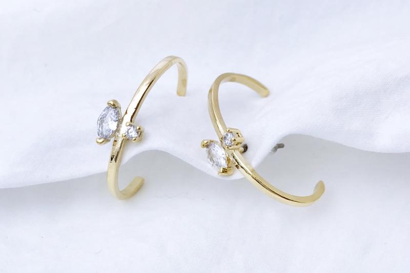 [Ozel] Romantic Mood Glossy Brass Cubic Earrings