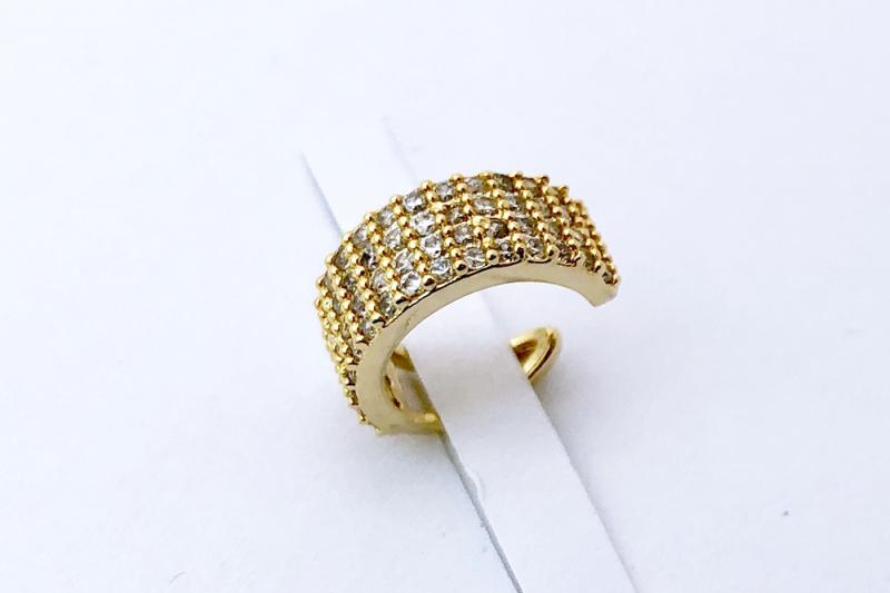 [Ozel] Girlfriend Gift Glossy Brass Cubic Ear Cuff